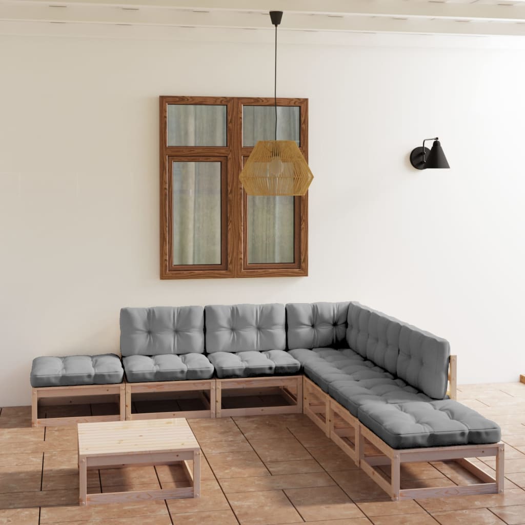 vidaXL 8-tlg. Garten-Lounge-Set mit Kissen Kiefer Massivholz