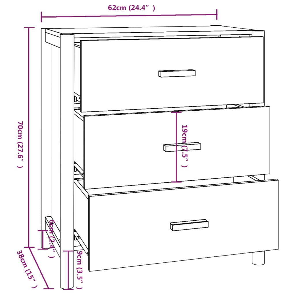 vidaXL Sideboard Weiß 62x38x70 cm Holzwerkstoff