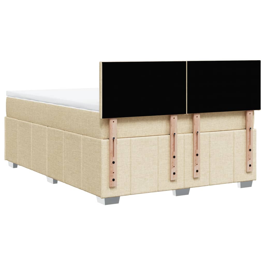 vidaXL Boxspringbett mit Matratze Creme 140x190 cm Stoff