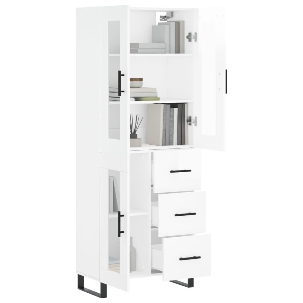 vidaXL Highboard Hochglanz-Weiß 69,5x34x180 cm Holzwerkstoff