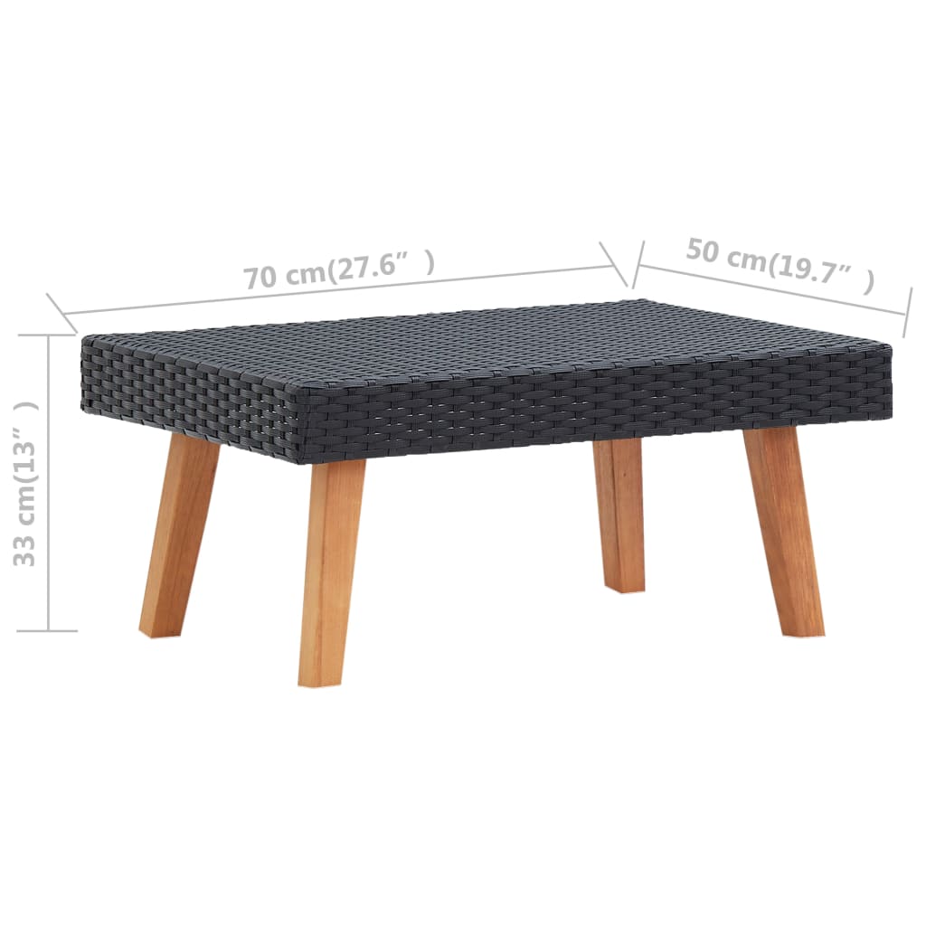 vidaXL 4-tlg. Garten-Lounge-Set mit Auflagen Poly Rattan Schwarz