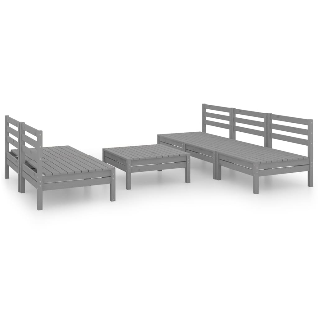 vidaXL 6-tlg. Garten-Lounge-Set Grau Kiefer Massivholz