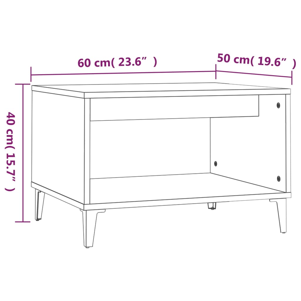 vidaXL Couchtisch Braun Eichen-Optik 60x50x40 cm Holzwerkstoff