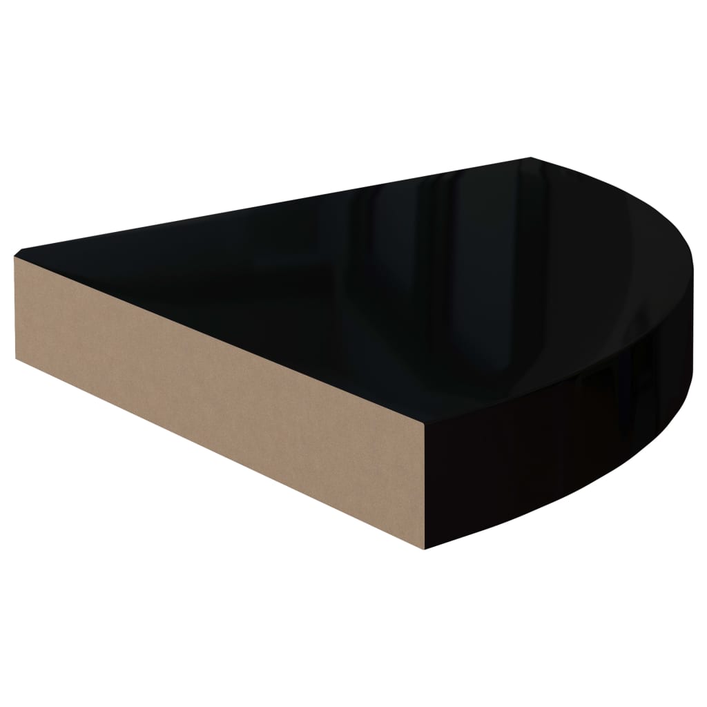 vidaXL Eck-Schweberegale 4 Stk. Hochglanz-Schwarz 25x25x3,8 cm MDF