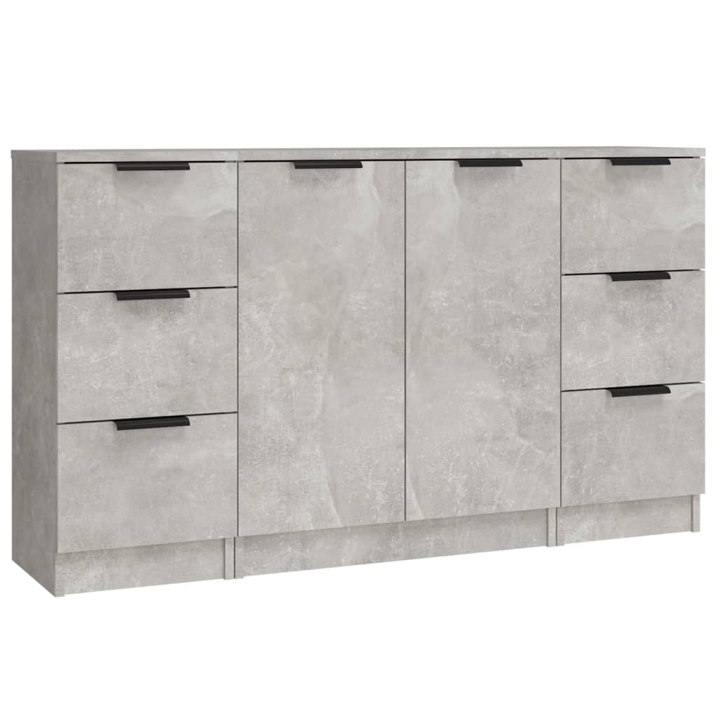 vidaXL Sideboards 3 Stk. Betongrau Holzwerkstoff