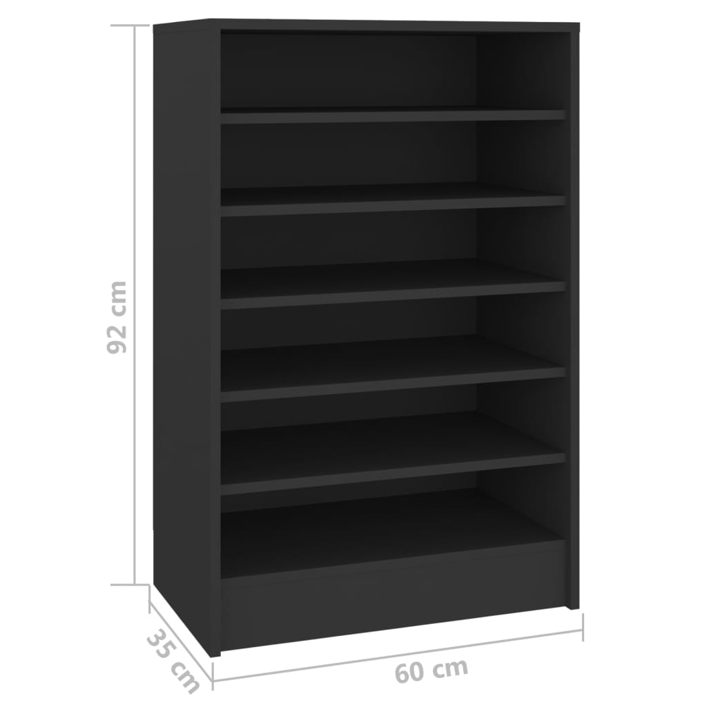 vidaXL Schuhschrank Schwarz 60x35x92 cm Holzwerkstoff