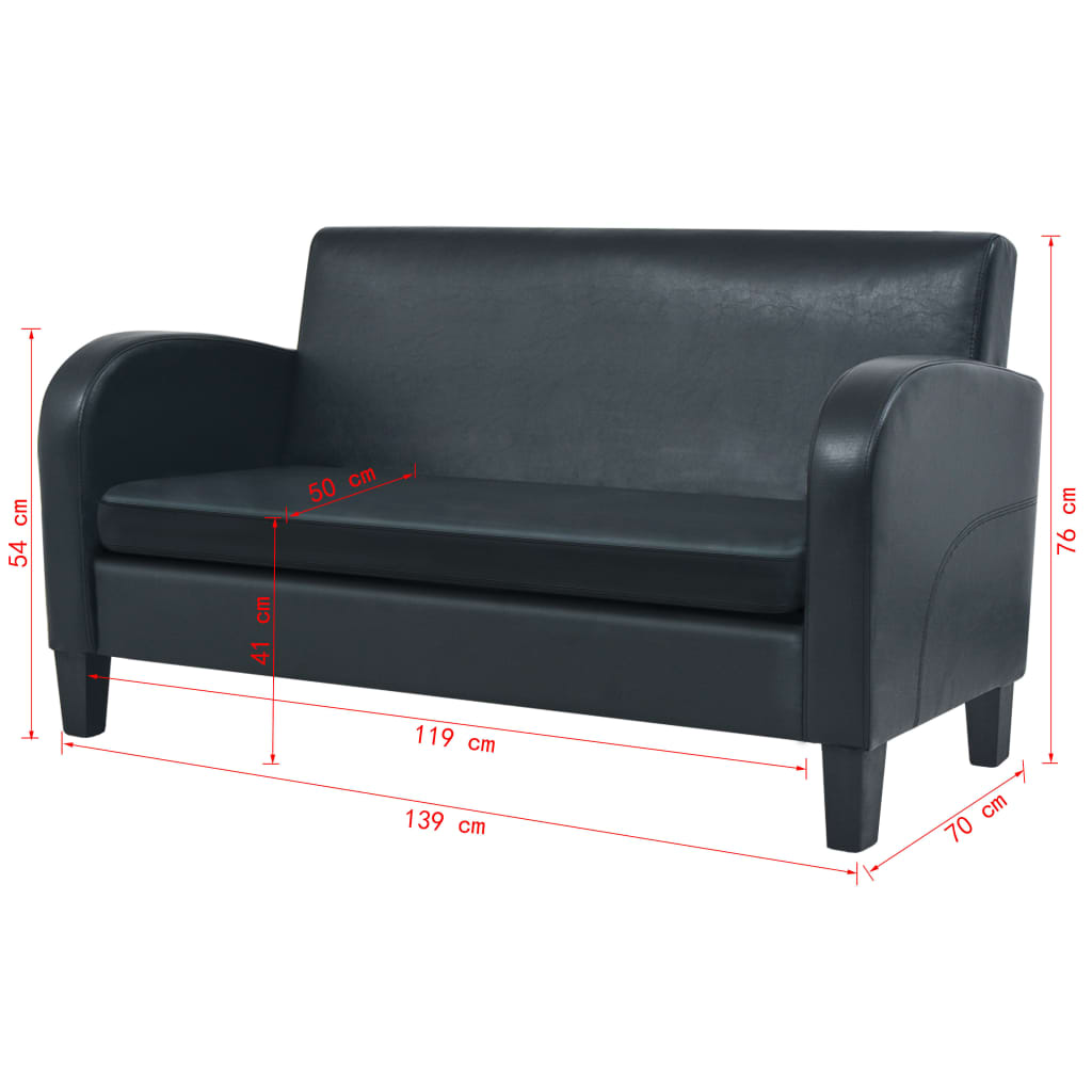 vidaXL 2-tlg. Sofa-Set Kunstleder Schwarz