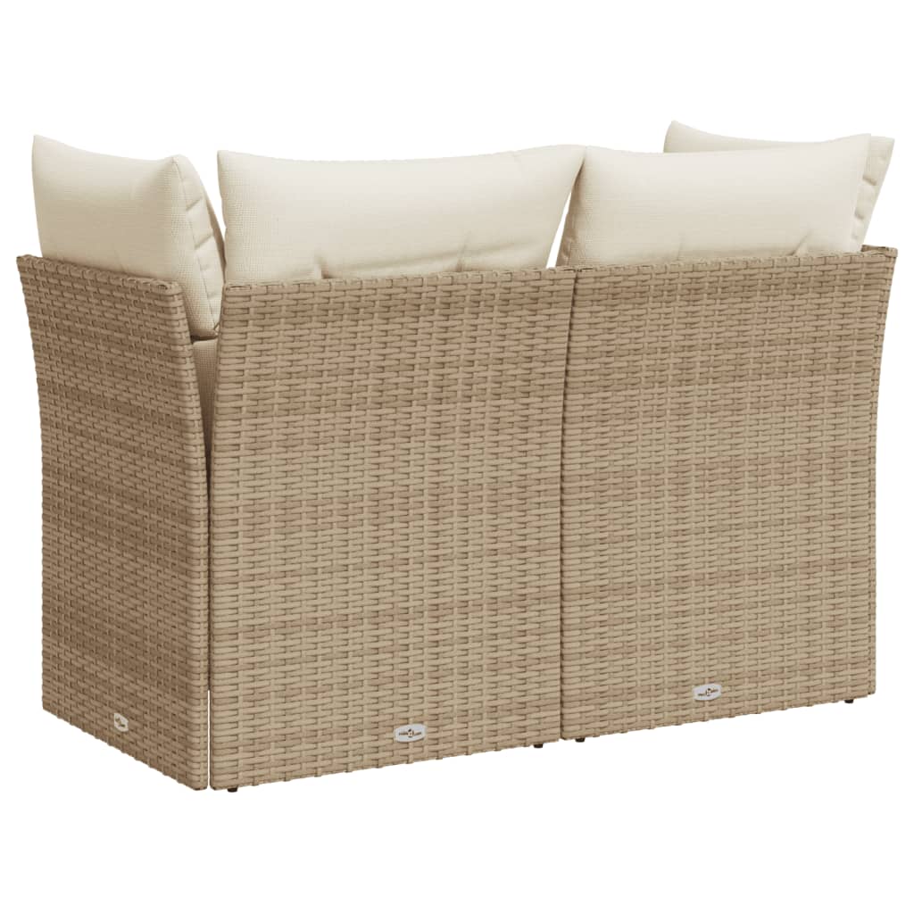 vidaXL Gartensofa mit Kissen 2-Sitzer Beige Poly Rattan