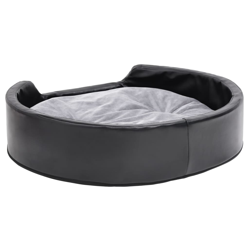 vidaXL Hundebett Schwarz-Grau 79x70x19 cm Plüsch und Kunstleder