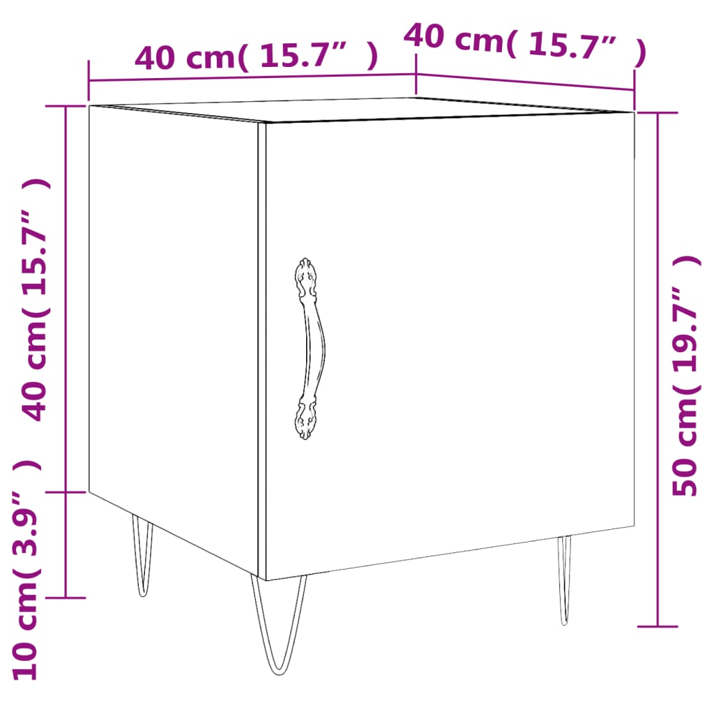 vidaXL Nachttisch Braun Eichen-Optik 40x40x50 cm Holzwerkstoff