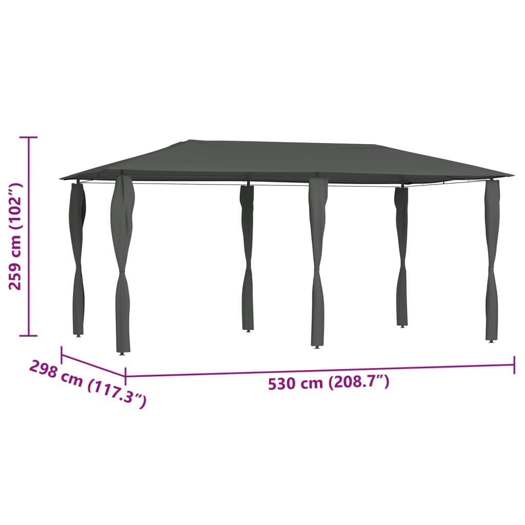 vidaXL Pavillon mit Pfostenverkleidung 2,98x5,3x2,59 m Grau 160 g/m²