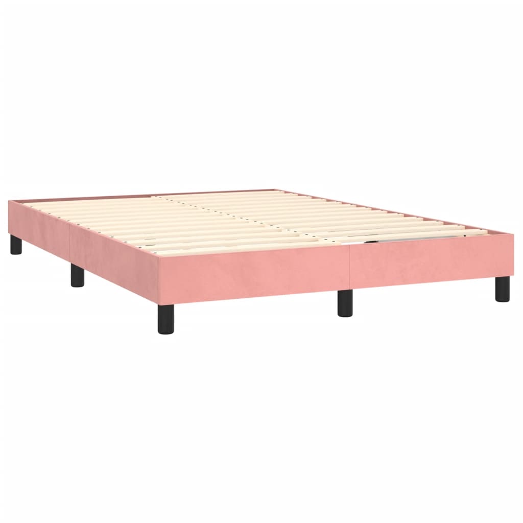 vidaXL Boxspringbett mit Matratze Rosa 140x200 cm Samt