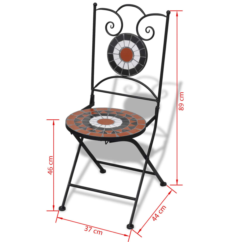 vidaXL 3-tlg. Bistro-Set Keramik Terrakotta und Weiß