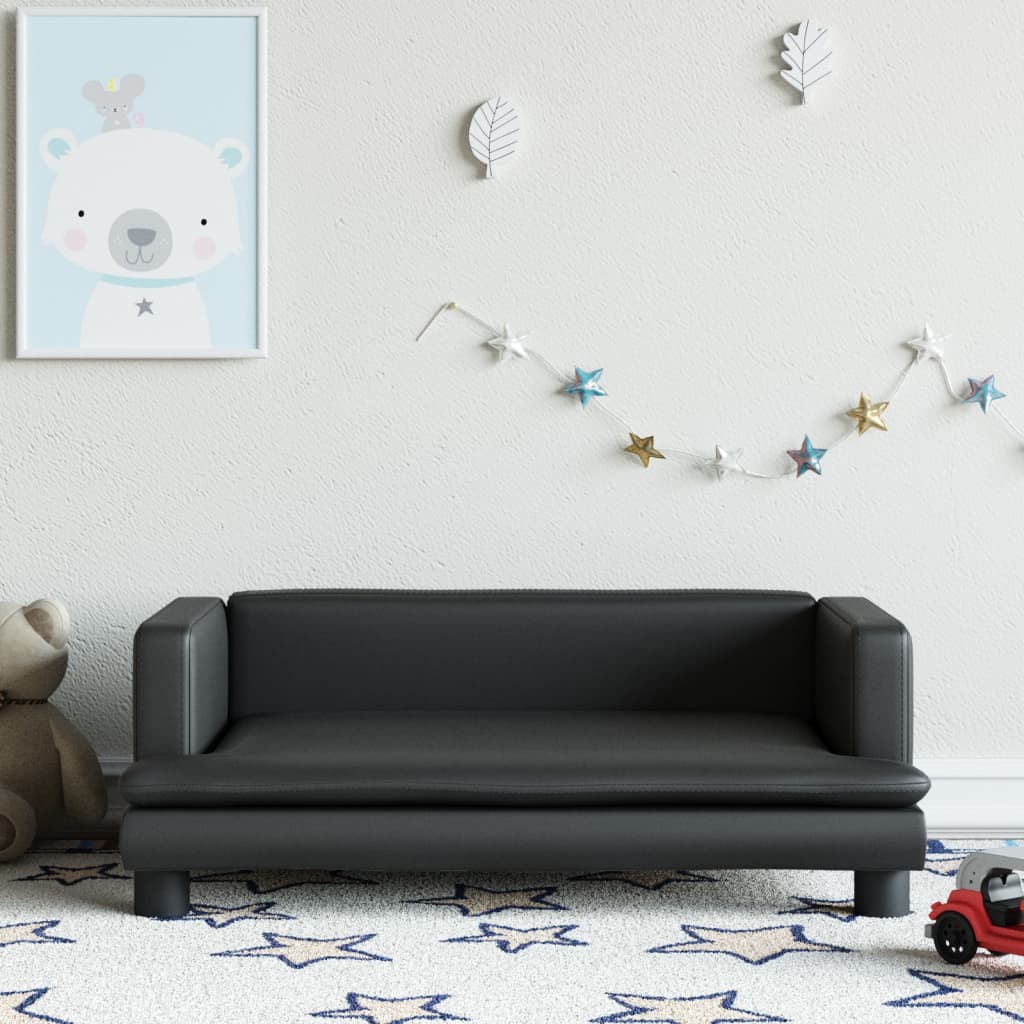 vidaXL Kindersofa Schwarz 80x45x30 cm Kunstleder