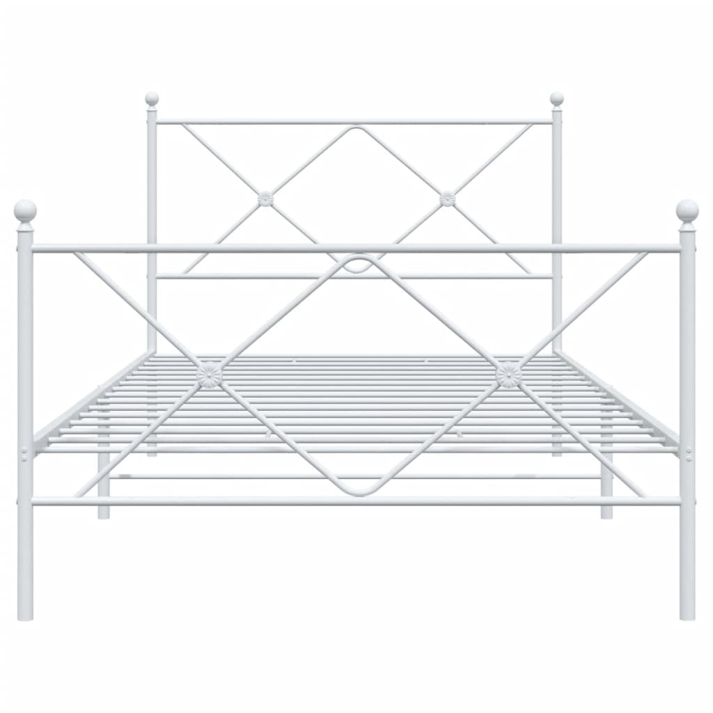 vidaXL Bettgestell mit Kopf- und Fußteil Metall Weiß 100x200 cm