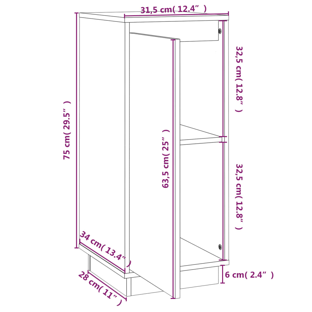 vidaXL Sideboards 2 Stk. Honigbraun 31,5x34x75 cm Massivholz Kiefer