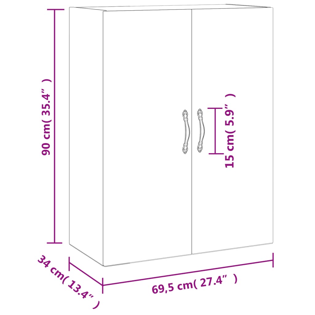 vidaXL Wandschrank Räuchereiche 69,5x34x90 cm Holzwerkstoff