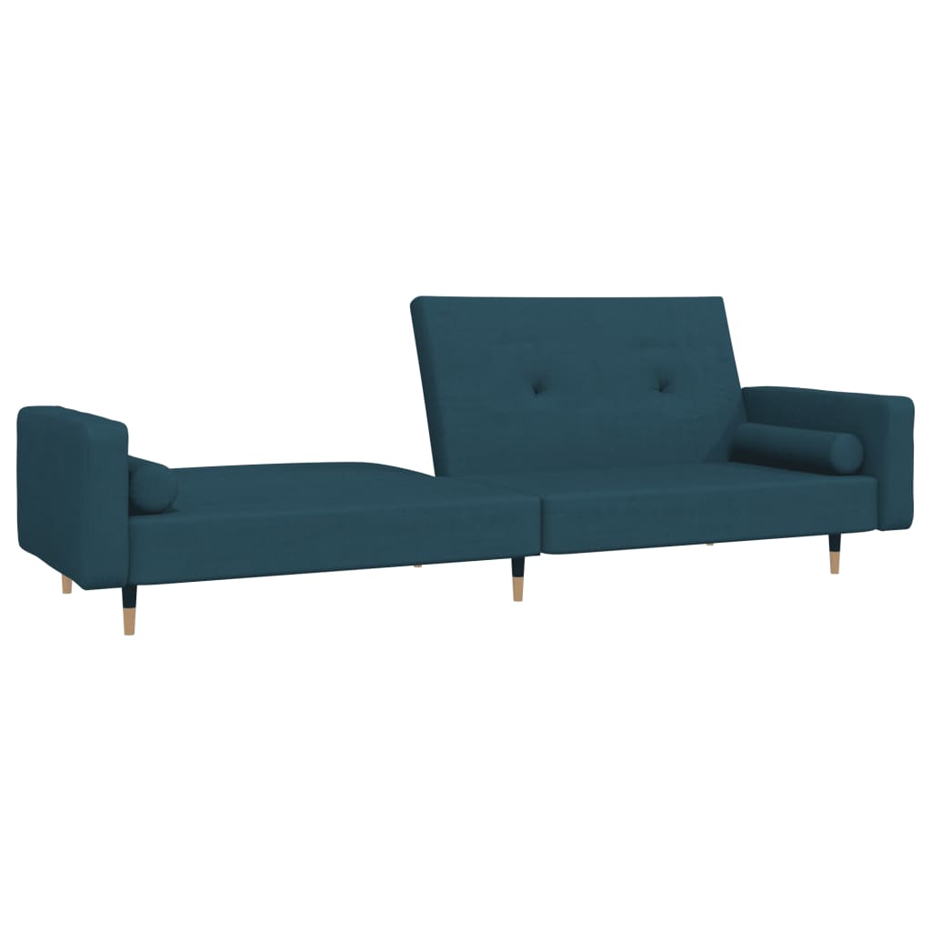 vidaXL Schlafsofa 2-Sitzer mit 2 Kissen Blau Samt