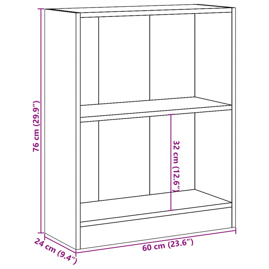 vidaXL Bücherregal Betongrau 60x24x76 cm Holzwerkstoff