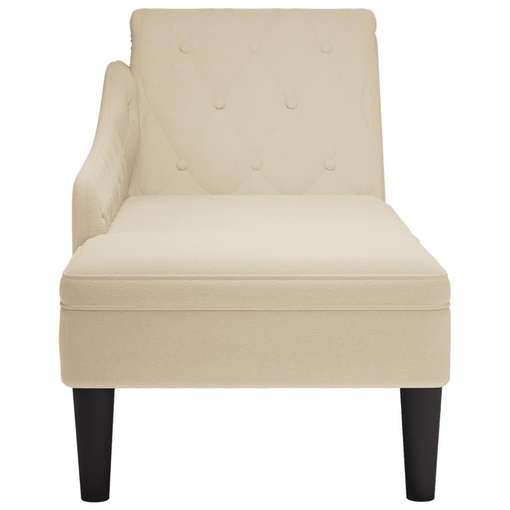 vidaXL Chaiselongue mit Kissen und Rechter Armlehne Creme Stoff