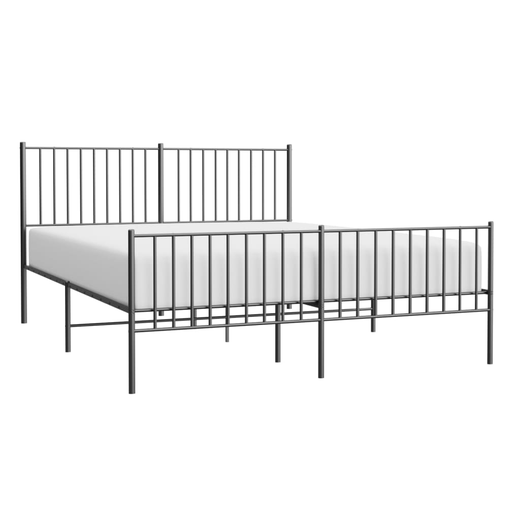 vidaXL Metallbett ohne Matratze mit Fußteil Schwarz 160x200 cm