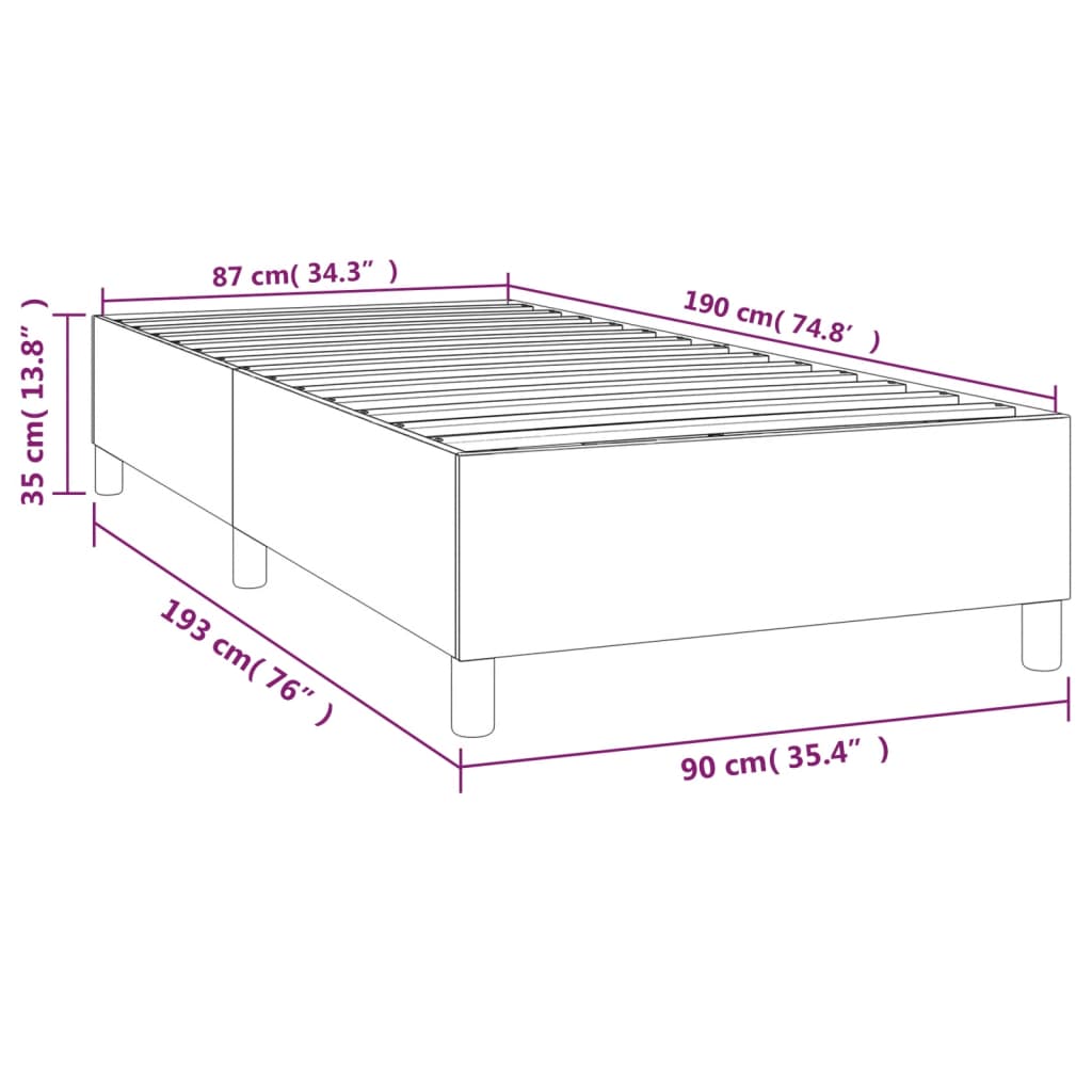 vidaXL Bettgestell Grau 90x190 cm Kunstleder