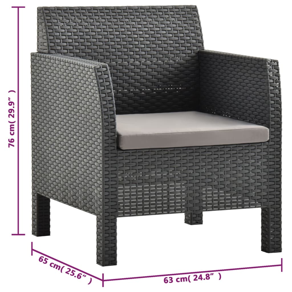 vidaXL 4-tlg. Garten-Lounge-Set mit Kissen PP Rattan Anthrazit