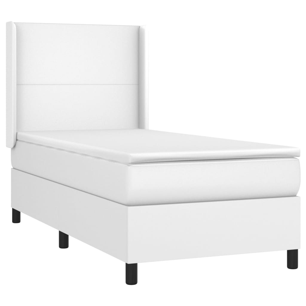 vidaXL Boxspringbett mit Matratze & LED Weiß 90x190 cm Kunstleder