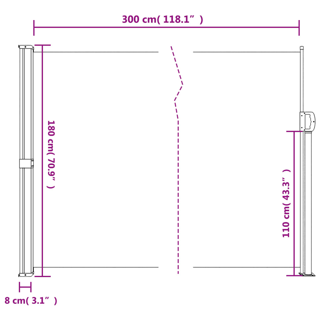 vidaXL Seitenmarkise Ausziehbar Terrakottarot 180x300 cm