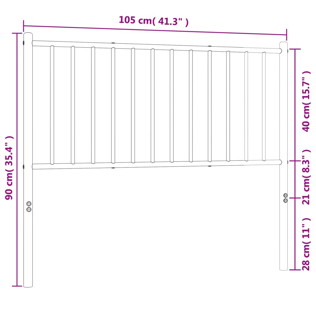 vidaXL Kopfteil Metall Weiß 100 cm