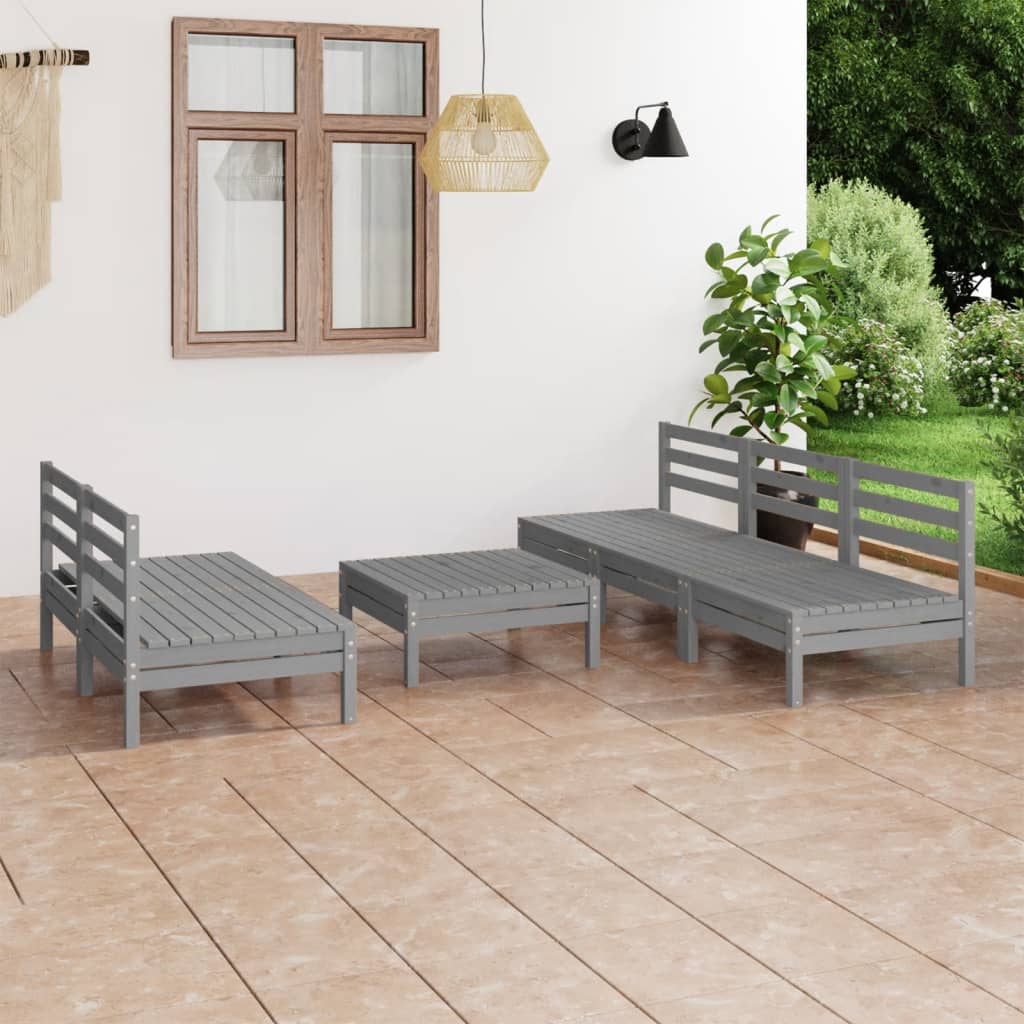 vidaXL 6-tlg. Garten-Lounge-Set Grau Kiefer Massivholz