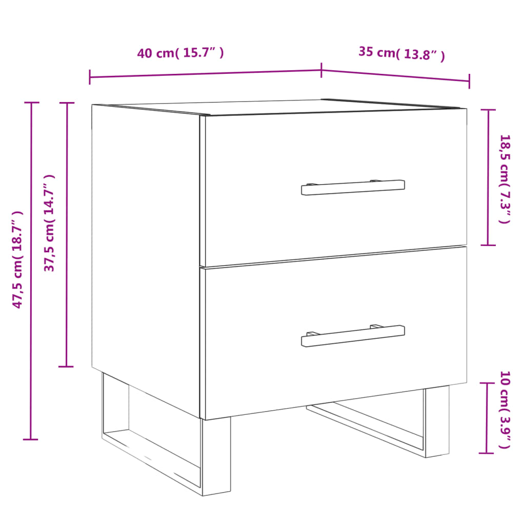 vidaXL Nachttisch Braune Eiche 40x35x47,5 cm Holzwerkstoff