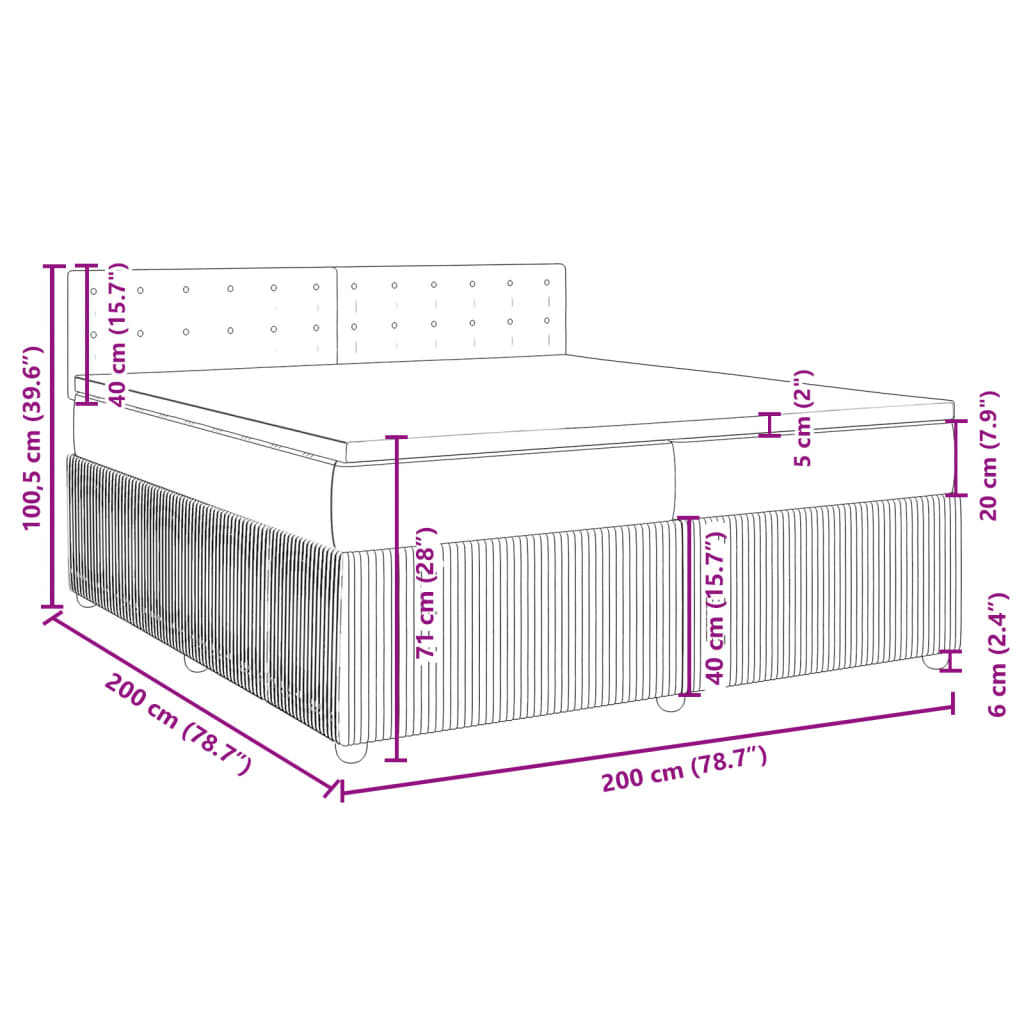 vidaXL Boxspringbett mit Matratze Dunkelbraun 200x200 cm Stoff