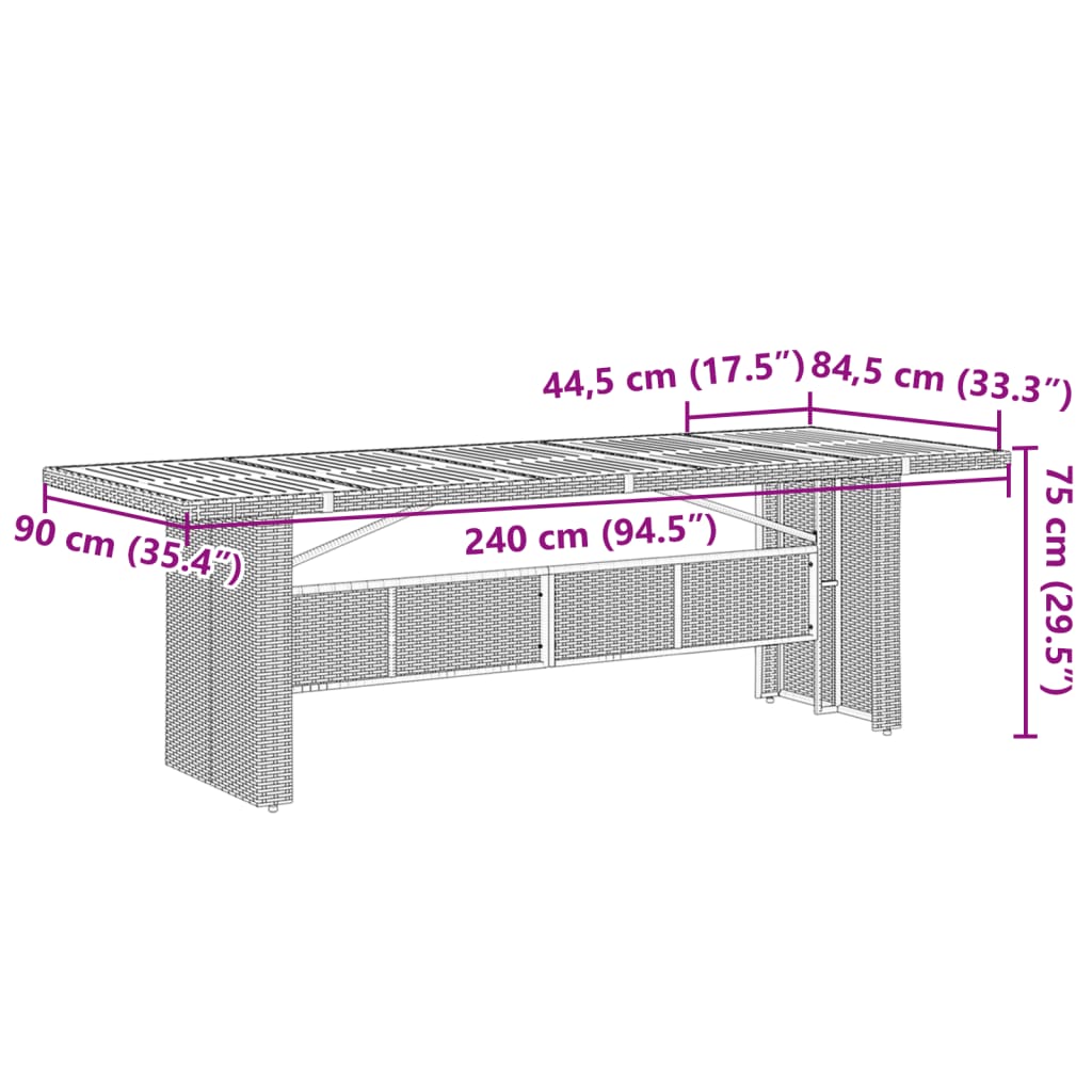 vidaXL 7-tlg. Garten-Essgruppe mit Kissen Schwarz Poly Rattan