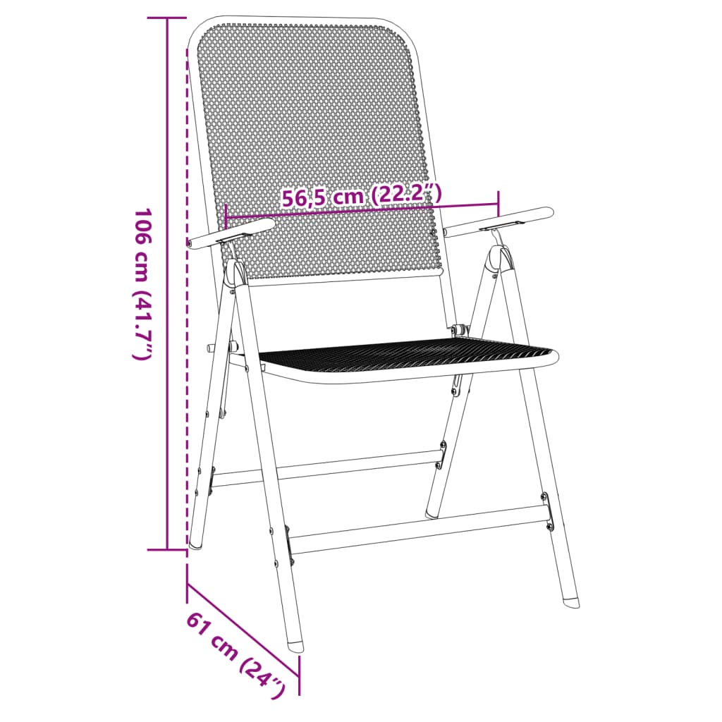 vidaXL Klappbare Gartenstühle 2 Stk. Streckgitter Anthrazit