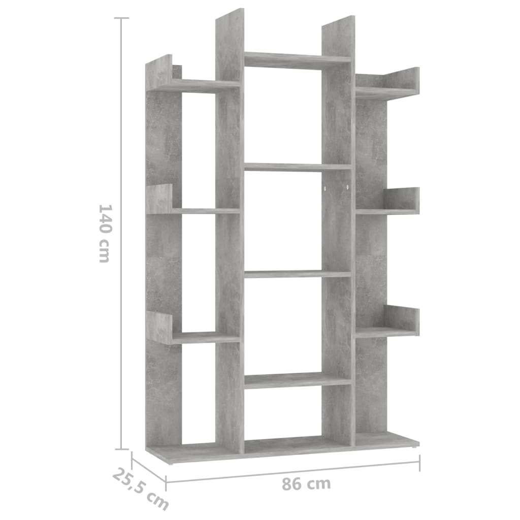 vidaXL Bücherregal Betongrau 86x25,5x140 cm Holzwerkstoff