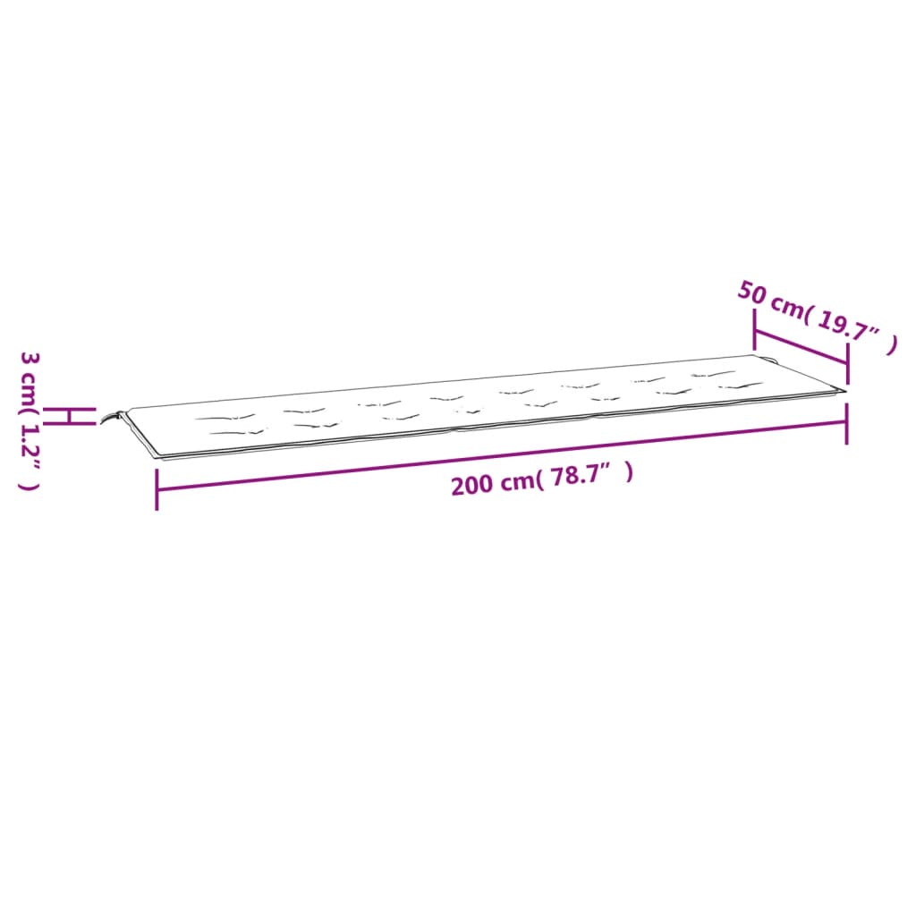 vidaXL Gartenbank-Auflage Blau&Weiß Gestreift 200x50x3 Stoff