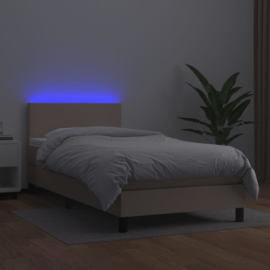 vidaXL Boxspringbett mit Matratze & LED Cappuccino-Braun 80x200cm