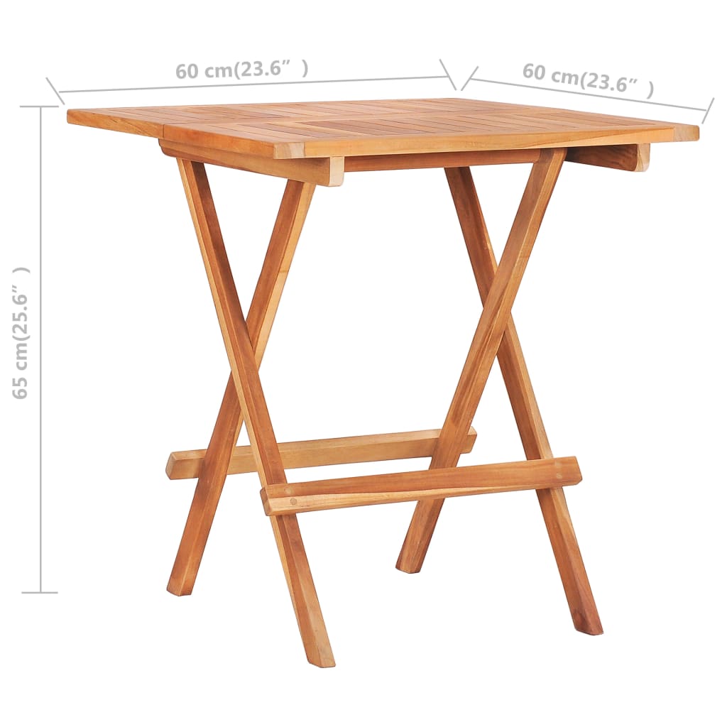 vidaXL Bistrotisch Klappbar 60x60x65 cm Massivholz Teak