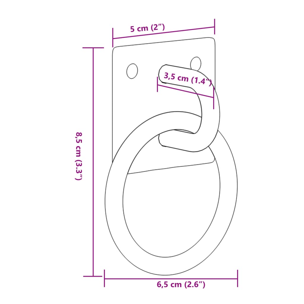 vidaXL Anbinderinge mit Platten 3 Stk. Silbern Stahl