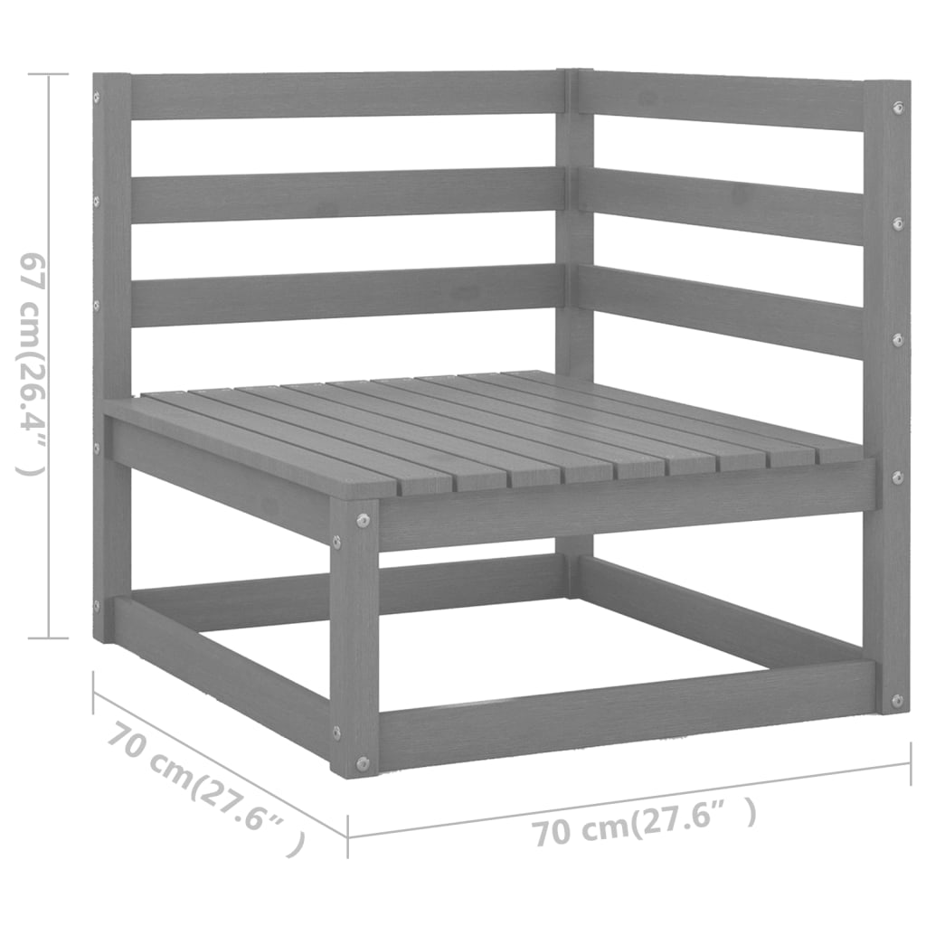 vidaXL 7-tlg. Garten-Lounge-Set mit Kissen Grau Massivholz Kiefer