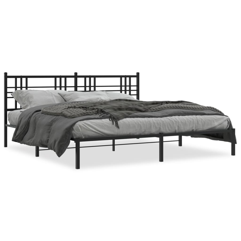 vidaXL Bettgestell mit Kopfteil Metall Schwarz 193x203 cm