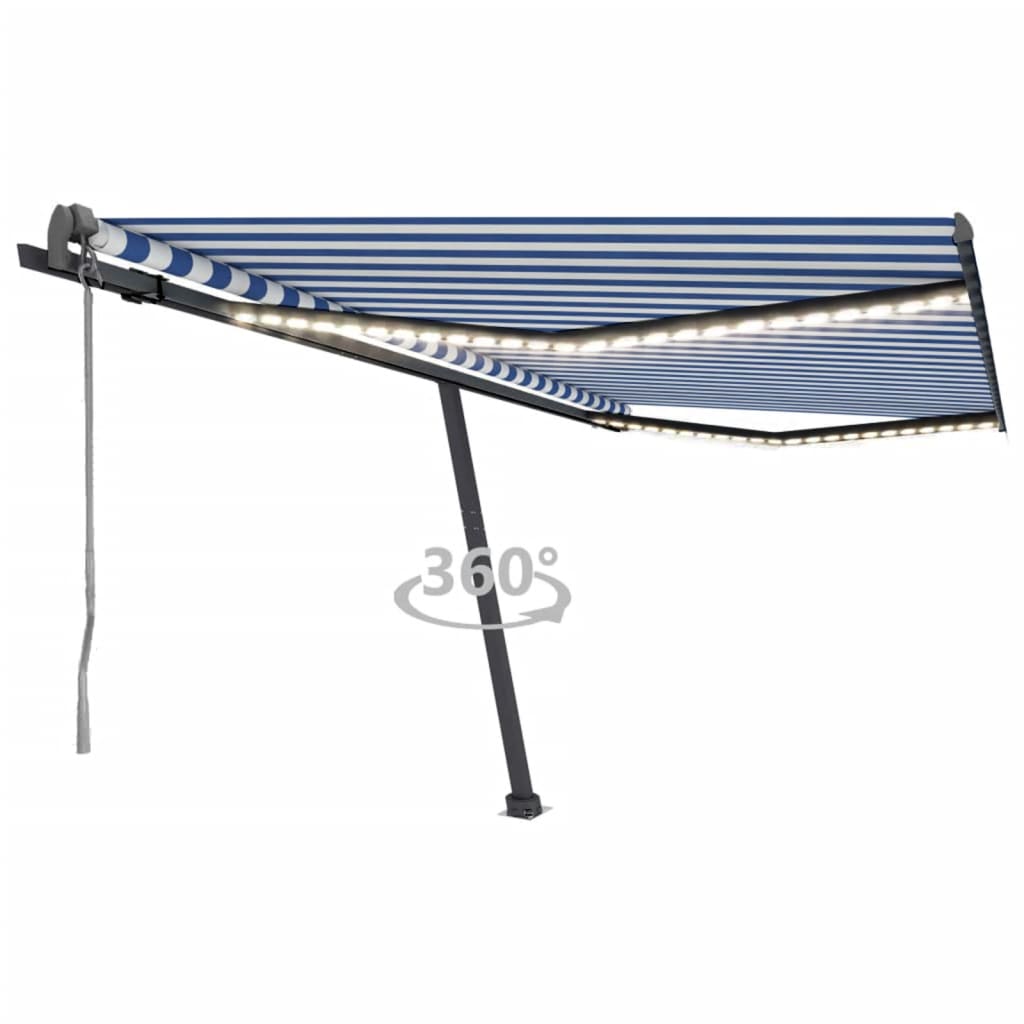 vidaXL Automatische Markise mit LED Windsensor 450x300cm Blau und Weiß