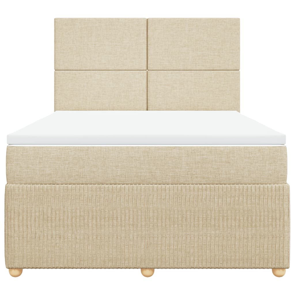 vidaXL Boxspringbett mit Matratze Creme 140x190 cm Stoff