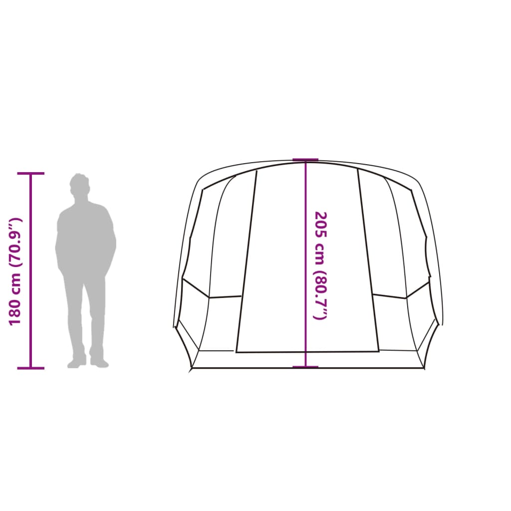 vidaXL Tunnelzelt 4 Personen Grau und Orange Wasserdicht