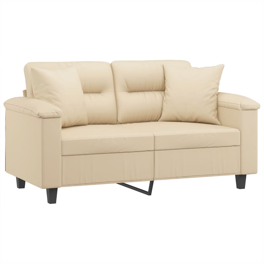 vidaXL 2-Sitzer-Sofa mit Kissen Creme 120 cm Mikrofasergewebe