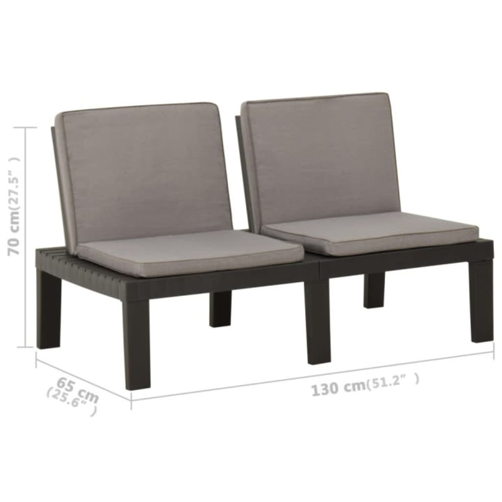 vidaXL 3-tlg. Garten-Lounge-Set mit Kissen Kunststoff Grau