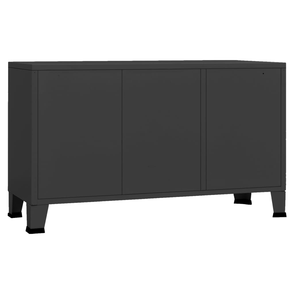 vidaXL Industrial Sideboard Schwarz 105x35x62 cm Metall und Glas