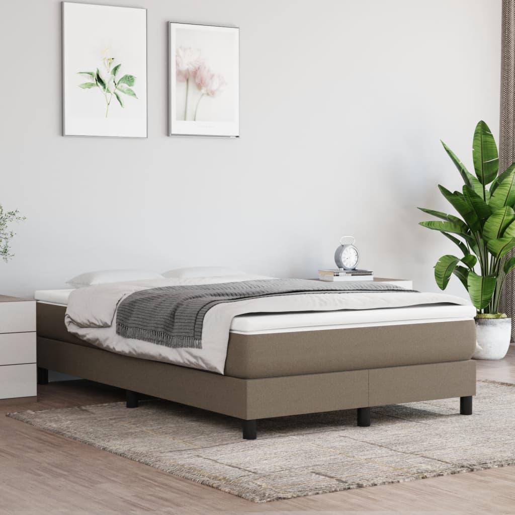 vidaXL Boxspringbett mit Matratze Taupe 120x190 cm Stoff