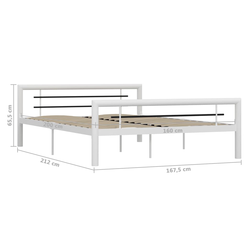 vidaXL Bettgestell Weiß und Schwarz Metall 160×200 cm